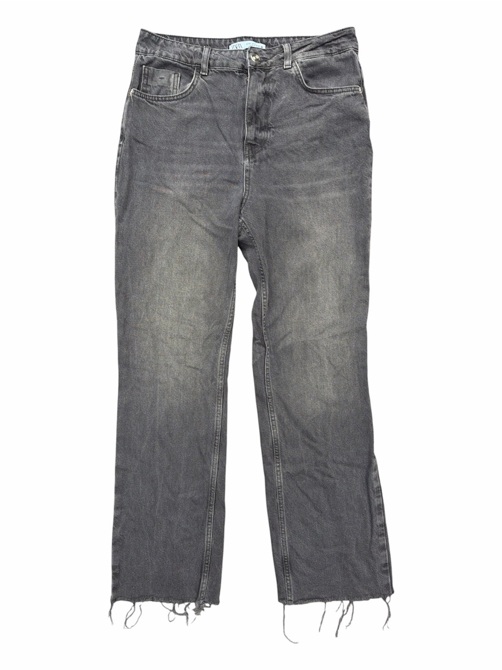 Zara Black Washed Straight-Leg Jeans